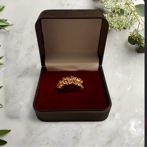 Rose Gold-Tone Marquise Morganite Cluster Sterling Ring - Picture 3 of 8